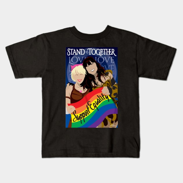 Warrior Princess Support Equality Kids T-Shirt by CuddleswithCatsArt